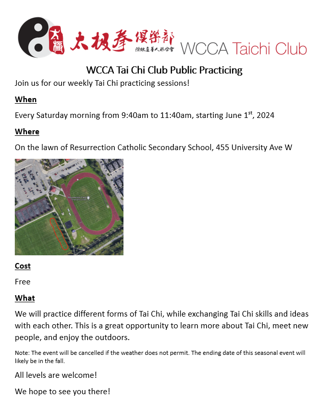 Tai Chi Public Outdoor Practicing Activities 2024